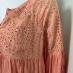 Free People  Peach Sequin Bell Sleeve Blouse Photo 3