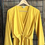 Topshop  Tiffany Knot Dress Sz 2 Mustard Yellow Layered V Neck Photo 3