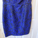RICKIE FREEMAN TERI JON Off Shoulder Jacquard Dress Royal Blue Size 8 Cocktail Photo 4
