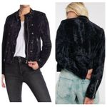 Free People  Dusk till Dawn Velvet Jacket Size XS Band Military Black Y2K Boho Photo 13