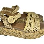 Paloma Barcelo Women’s 42 10.5 Oda Natural Braided Rafia Platform Shoes Sandals Tan Photo 7