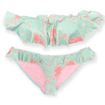 Beach Riot  bikini, aqua blue pink unicorn print Flutter ruffle (top M, Bottom L) Photo 0