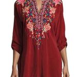 Johnny Was Gemstone Embroidered Red Blouse Sz Small Photo 0