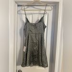 NWT Lulu’s Spot in My Heart Sage Grey Polka Dot Satin Cowl Neck Mini Dress Gray Size L Photo 9