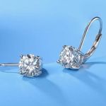 NIB 2cttw (2x1.0ct) Moissanite and Sterling Silver Drop Earrings $60 MSRP White Photo 3