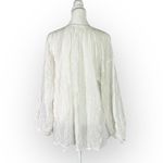 Notshy Cashmere Button Down Shirt Women's Med White Eyelet V Photo 2