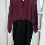 Badgley Mischka  Maroon Blouson Formal Cocktail Dress Women’s Size 20 Photo 5