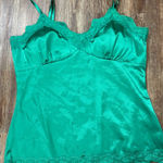 Vintage Lace Padded Christmas Green Satin Slip Cami Large Coquette Holiday Cute Photo 0