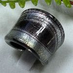 Glass art Silver and purple violet pink Statement Ring Photo 2