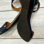 Kenneth Cole Reaction Navy Blue Leather Sandals Gold Hardware Summer Nautical Brown Size 9.5 Photo 8