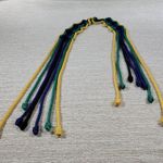 VTG Yves Saint Laurent Trimmings Woven Rope Belt Womens Statement Fringe Boho Yellow Photo 5