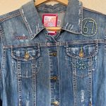 Avenue  Jeans Distressed Embroidered Denim Jacket Size 14/16 Photo 4