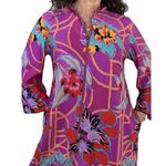 VINTAGE 1970s DAVID BROWN FLORAL ZIP ROBE LOUNGER KAFTAN MUMU DRESS Sz Medium Pink Photo 5