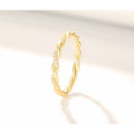 Boutique NEW 14k Gold Plated‎ S925 Simulated Diamond Twist Eternity Band Ring, Size 4 Photo 4