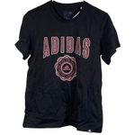 Adidas  T Shirt Women's Small Short Sleeve Black Pink Graphic Print NEW Photo 0