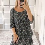 Tory Burch Printed Ruffle Dress Navy Soleil Photo 2