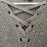 American Eagle Dark Gray Oversized Womens Size Small Criss Cross Neck Bell Sleeves Photo 2