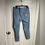 Floral Embroidered Straight Leg Jeans Blue Size 8 Photo 2