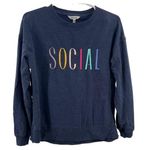 Wildfox Social embroidered navy pullover sweatshirt S casual fall winter cotton Photo 0