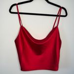 Sans Souci  cowl neck top cropped large spaghetti strap red satiny flirty Photo 0