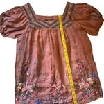 Johnny Was  Aimee Puff Sleeve Peasant Top In Pink Floral embroidered Size Small. Photo 8