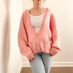 Vintage Pink Mohair Cardigan Size L Photo 3