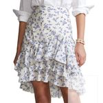 Ralph Lauren Polo  Womens Skirt 4 Blue Floral Ruffle Short Blue White Cotton Photo 0