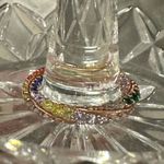 Rose Gold Toned Rainbow Rhinestone Gem Twist Ring Size 5.5 Estimated Pink Photo 2