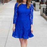 J.Crew Blue Cobalt Lace Classic Formal Holiday Party Cocktail Dress Size 2 XS Photo 3
