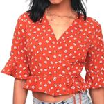 Lulus Red Wrap Top Photo 0