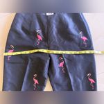 SLB Silk Lined Silk Capri Black Pants Embroidered Cropped Pink Flamingos Size 4 Photo 12