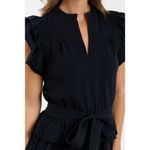 Sundays ‎ Womens June Flutter Sleeve Ruffle Tiered Mini Dress Black Size Small Photo 2