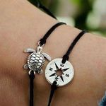 2 piece turtle and compass anklets Black Photo 0
