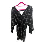 Zonsaoja Sweater Dress M Black White Mini VNeck Windowpane Plaid Holiday Batwing Size M Photo 1