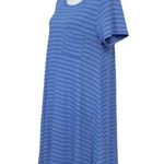 LuLaRoe  Stripe Blue High Low Boat Hem Small Dress Photo 5
