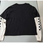 Vans Black Checkered Graphic 2-in-1 Long Sleeve Tee T-Shirt Top Size S 🏁🖤 Photo 1