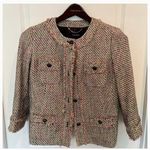 Talbots  Pink/Green/Black/White Candy Fringe Tweed Blazer, Button Up 16p Photo 0
