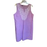 Talbots Embroidery Linen Blend Shift Dress Sleeveless Lilac Photo 1