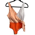 Cupshe V Neck Color Block Wrap One Piece Swimsuits Side Bowknot Size XL NWT Photo 2