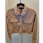 Forever 21 Soze M Womens Corduroy Ivory Crop Frayed Jacket Long Sleeve Photo 2