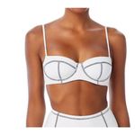 ONIA Flora Bikini Top SZ Small Crinkle Texture White Black Pushup Swim Beach NWT Photo 1