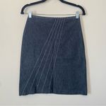 Anthropologie  Dark Wash Blue Jean Denim Skirt with Stripe Embroidery Sz XS Photo 0