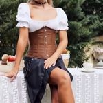 Womens Sexy Satin Vintage Underbust Waist Training Corset Bustier XL Brown Size M Photo 1