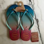Havaianas Slim Flip Flops Sandals Marine Blue Pink Photo 0