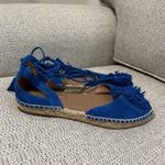Aquazzura Sunshine‎ Royal Blue Suede Lace Up Pom Pom Tassel Espadrilles Size 36 Photo 1