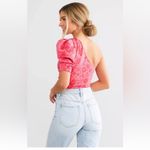 Free People Somethin Bout You Bodysuit Top Hot Pink floral NWT Spring Summer Photo 2