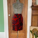 Talbots  Paisley Velvet Red Black Pencil Skirt Women’s Size 8P Photo 2