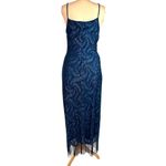 Whimsygoth Sparkly Slip Maxi Dress M Fringe Navy Blue Gothic Stretch Dramatic Size M Photo 6