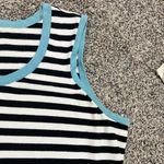 Christopher & Banks  Black and White Striped Tank with Blue Trim Photo 1