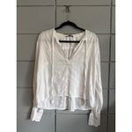 J.Crew Women's V-Neck Tie Top in Cotton-Blend Dobby size S in White Bohemian Photo 1